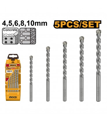Ingco AKD3051 5 Pcs High Strength Masonry Drill Bit Set