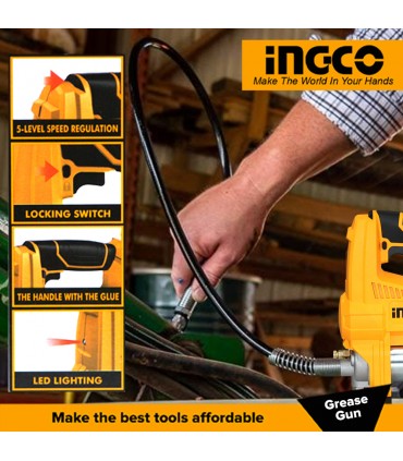 Ingco GGLI2010 20V 10000 PSI Cordless Grease Gun - Bare Unit