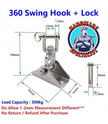 Hardware Specialist 304 Stainless Steel 360° Swing Hook Lock