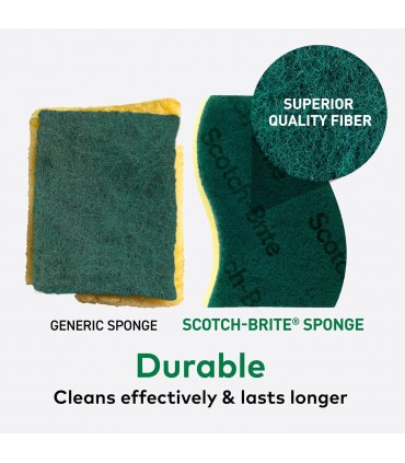 3M Scotch-Brite Tough Clean Powerful and Durable Scrub Sponges - 6 Pieces