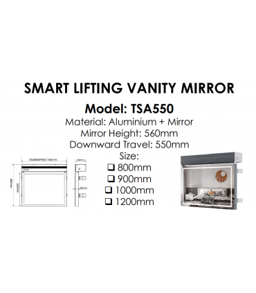 Moco TSA550 Aluminium Smart Lifting LED Touch Vanity Mirror