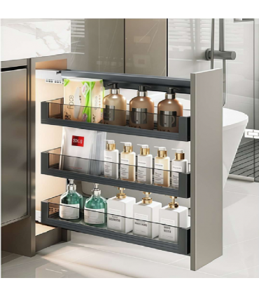 Moco MHS493 Bathroom Storage Side Mounted Three Layer Basket
