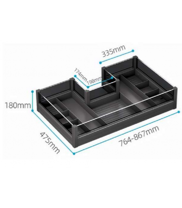 Moco MHS08 U-Shape Bathroom Sink Drawer Organizer - Grey