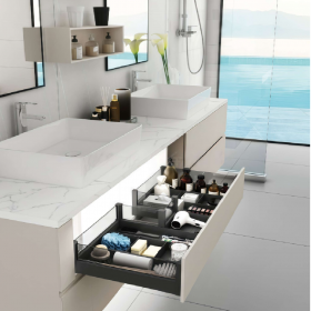 Moco MHS08 U-Shape Bathroom Sink Drawer Organizer - Grey