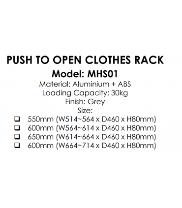 Moco MHS01 One Touch Push To Open Clothes Rack - Grey