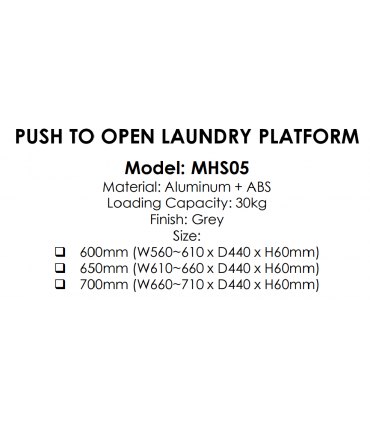Moco MHS05 One Touch Push To Open Laundry Platform - Grey