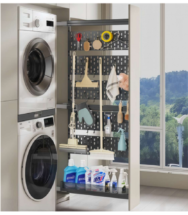 Moco MHS101 Ultra-Slim Soft-Close Pull-Out Household Storage Rack - Grey
