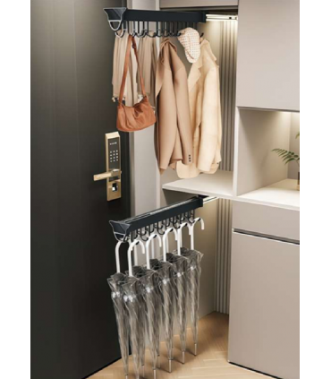Moco MHS06 Adjustable Top Mounted Pull-Out Hook Rack - Black