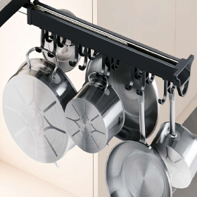 Moco MHS06 Adjustable Top Mounted Pull-Out Hook Rack - Black