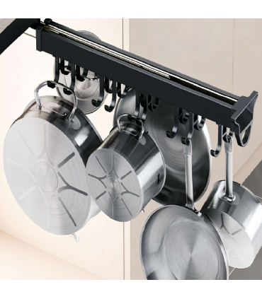 Moco MHS06 Adjustable Top Mounted Pull-Out Hook Rack - Black