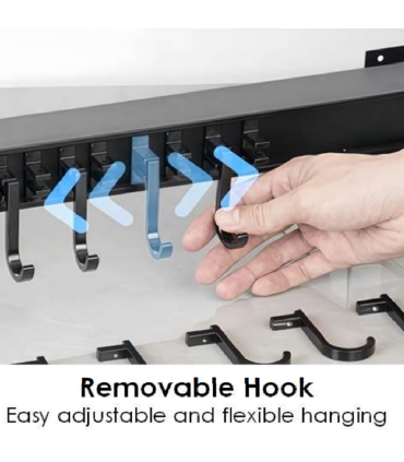 Moco MHS07 Soft Close Adjustable Side Mounted Pull-Out Hook Rack