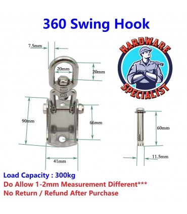 Hardware Specialist 304 Stainless Steel 360° Swing Hook