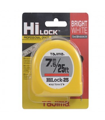 Tajima Hi-Lock Professional Grade Tape Measure - Bright White