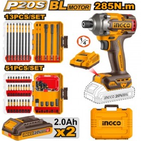 Ingco COSLI250784 20V Cordless Impact Driver Combo Set - 2 Set of Driver Bits