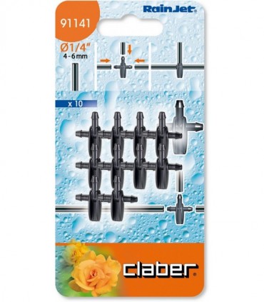 Claber 91141 1/4″ Rainjet Water Irrigation T Connector