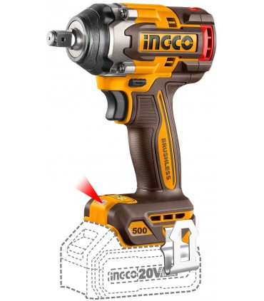 Ingco COSLI250882 20V Lithium-Ion 5.0 Ah 3-in-1 Cordless Combo Set - Impact Wrench + Impact Drill + Lum Lamp