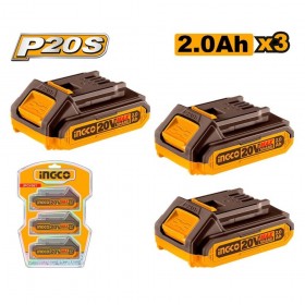 Ingco COSLI240311 3 x 20V Lithium-Ion 2.0 Ah Battery Value Pack