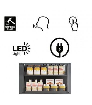 ecoWare Intellie LBG Touch Control LED Smart Lift Up Basket with Glass - Dark Grey