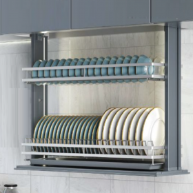 ecoWare Intellie LED Stainless Steel SUS304 Smart Lift Up Dish Rack - Dark Grey