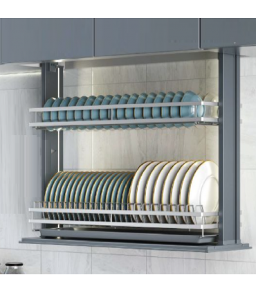 ecoWare Intellie LED Stainless Steel SUS304 Smart Lift Up Dish Rack - Dark Grey