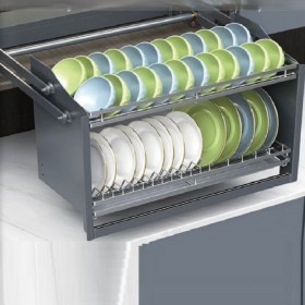 ecoWare Intellie SUS304 Touch Control LED Smart Up And Down Dish Rack - Dark Grey