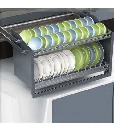 ecoWare Intellie SUS304 Touch Control LED Smart Up And Down Dish Rack - Dark Grey