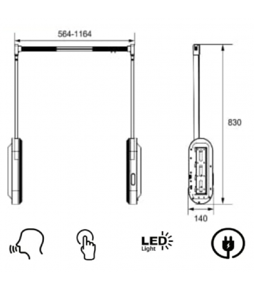 ecoWare Intellie CL1-DG LED Touch Control Smart Electric Lift Wardrobe Hanger - Dark Grey