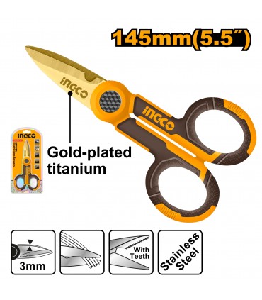 Ingco HES02855 145mm Electrician's Scissors Stainless Steel Blade
