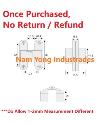 Stainless Steel Toilet Bi-Fold Door Conceal Hinges