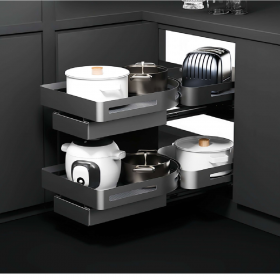 Moco MTD0205 Pull-Out Single Layer Magic Corner Basket - Grey
