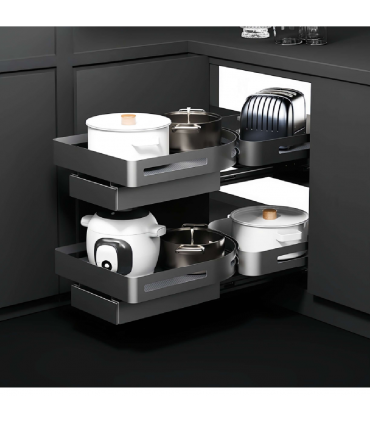 Moco MTD0205 Pull-Out Single Layer Magic Corner Basket - Grey