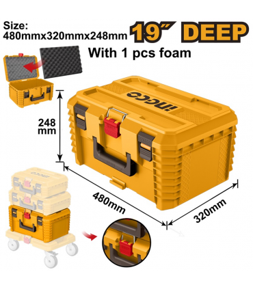 Ingco PBXS103 19 inch Heavy Duty Stackable Deep Tool Box