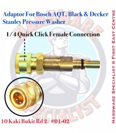 Hardware Specialist 1/4 Quick Click Adaptor For Pressure Washer (Bosch, Black & Decker, Stanley)
