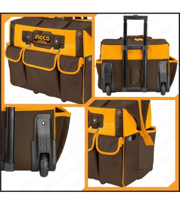 Ingco HRRTB2015 20" Industrial Telescopic Handle Rolling Rigid Tool Bag