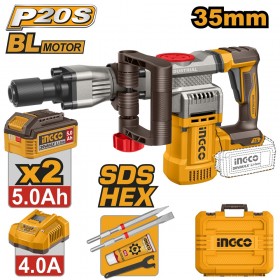 Ingco CDBLI203582 2 x 20V Lithium-Ion 5.0Ah Brushless Cordless Demolition Hammer