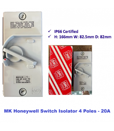 MK Honeywell IP66 Certified Switch Isolator - 2 Poles/4 Poles