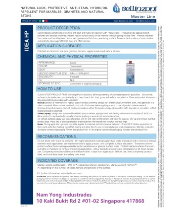Bellinzoni IDEA HP Antistain Protective Agent Water & Oil Proof For Marble, Granite & Stones