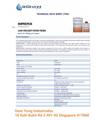 Bellinzoni Imprepox Premium Transparent Resin Epoxy/Grout Filler - 1.25kg/Set (Part A 1kg + Part B 250 gram)
