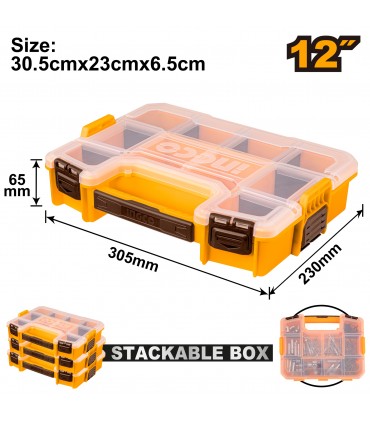 INGCO 12 inch Plastic Stackable Screw Box Organizer PBX1211