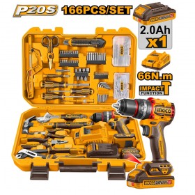 Ingco HKTHP41662 20V Lithium-Ion 2.0Ah 66Nm Cordless Impact Drill 166