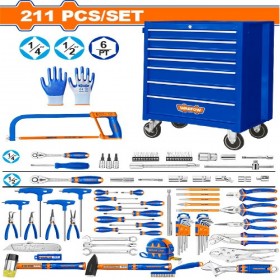 Wadfow WHS3211 7 Drawers Rolling Cabinet with 211 Pieces Tool Set