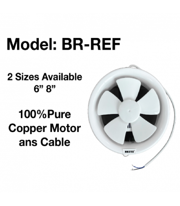 Britz Low Noise Energy Saving Round Exhaust Fan - 6/8 inch