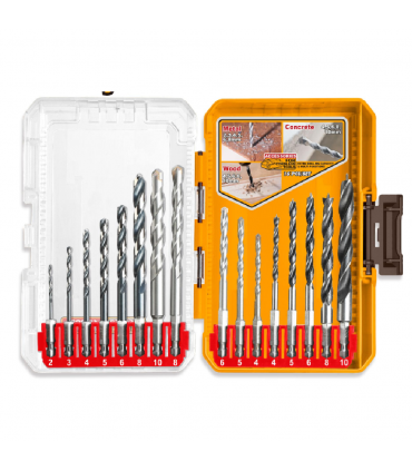 Ingco AKDL11608 Multi-Material Hex Shank Drill Bit Set - 16 Pieces