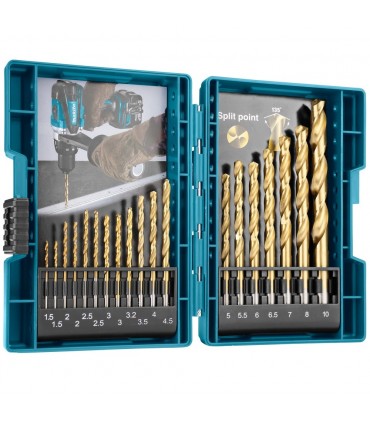 Makita D-67527 Straight Shank Metal Drill Bit Set - 19 Pieces