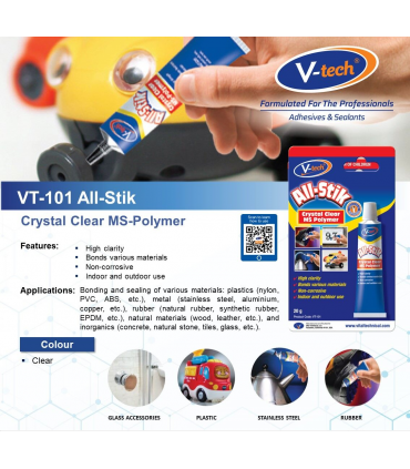 V-Tech VT-101 All-Stik Crystal Clear MS Polymer Adhesive Sealant - 20g