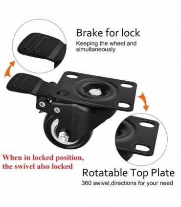 2 Inch Swivel Castor Wheels with Safety Dual Locking