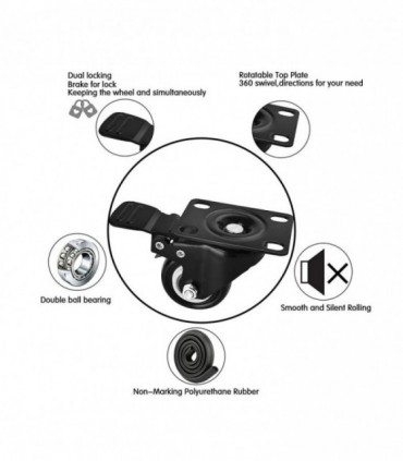 2 Inch Swivel Castor Wheels with Safety Dual Locking