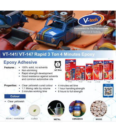V-Tech VT-147 Rapid 3 Ton 4 Minutes Epoxy Adhesive - 14g