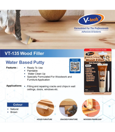 V-Tech VT-135 All Purpose Wood Filler Water Based Putty - 50g