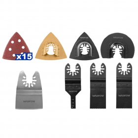 Wadfow WMA9417 22-Piece Multi-Tool Blade Set Sanding Cutting Sawing Kit